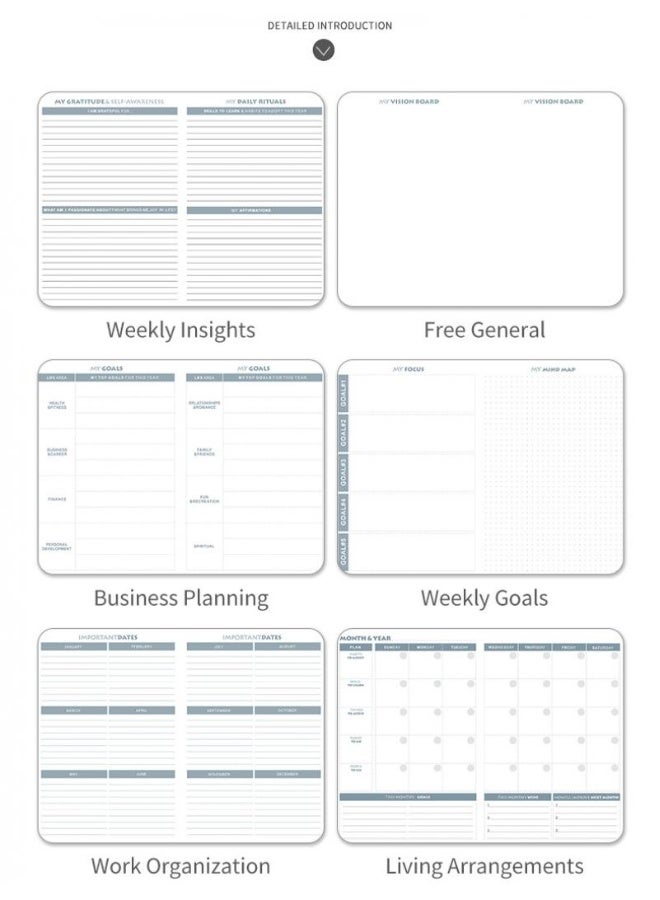 Planner Book Planner Weekly Plan Book A5 Monthly Plan Notebook Including 6 Pcs Planned Stickers - Image 3