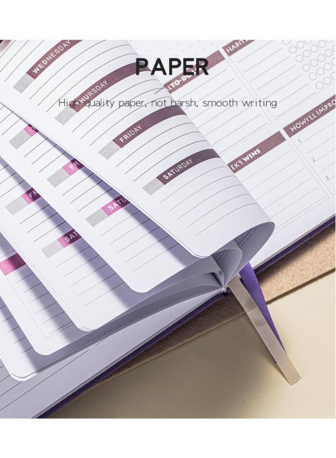 Planner Book Planner Weekly Plan Book A5 Monthly Plan Notebook Including 6 Pcs Planned Stickers - Image 4