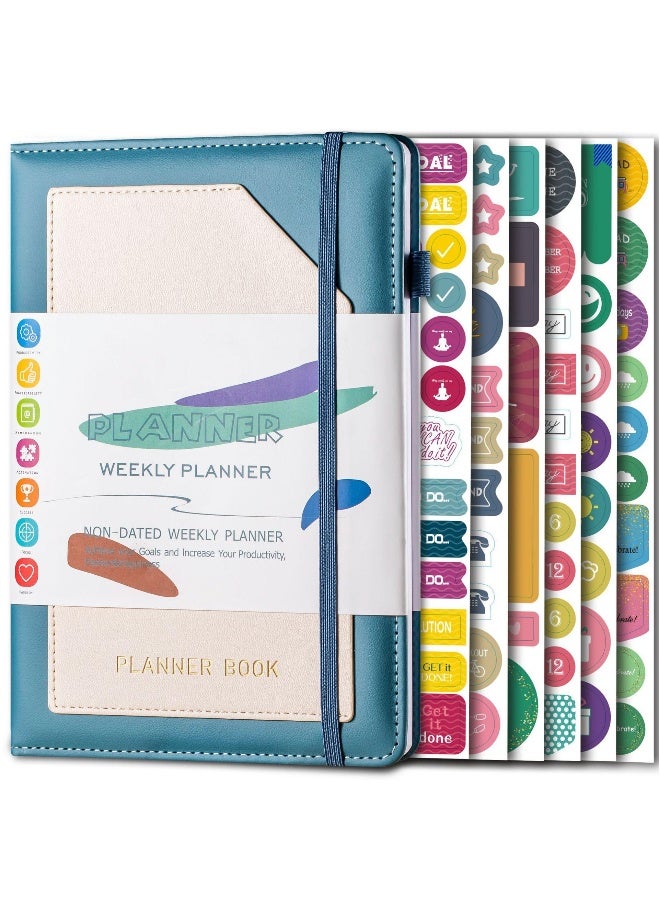 Planner Book Planner Weekly Plan Book A5 Monthly Plan Notebook Including 6 Pcs Planned Stickers - Image 1