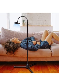 Tripod Stand Phone Holder Adjustable 360 Swivel Pad Lazy Stand Holder Bracket Floor Rack Black for 3.5'' to 12.9'' Tablet Phone, iPad(1PC)