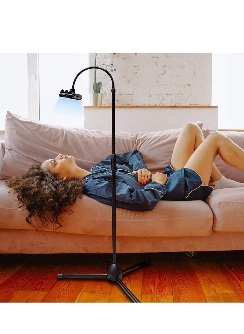 Generic - Tripod Stand Phone Holder Adjustable 360 Swivel Pad Lazy Stand Holder Bracket Floor Rack Black for 3.5'' to 12.9'' Tablet Phone, iPad(1PC) - Image 1
