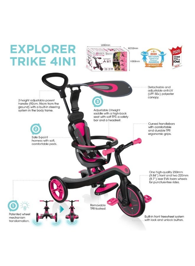 GLOBBER Explorer 4-In-1 Trike (Black/Fuchsia) Best Price UAE