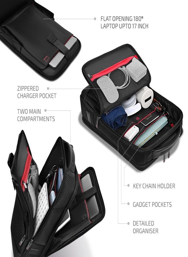 VIP Urban 17 Inch Compatible Laptop Backpack 25L + 5L Expandable | Water-Resistant with USB Charging Port | Padded Laptop Sleeve, 2 Compartments | Office & Travel Backpack for Men & Women (Black) - Image 3