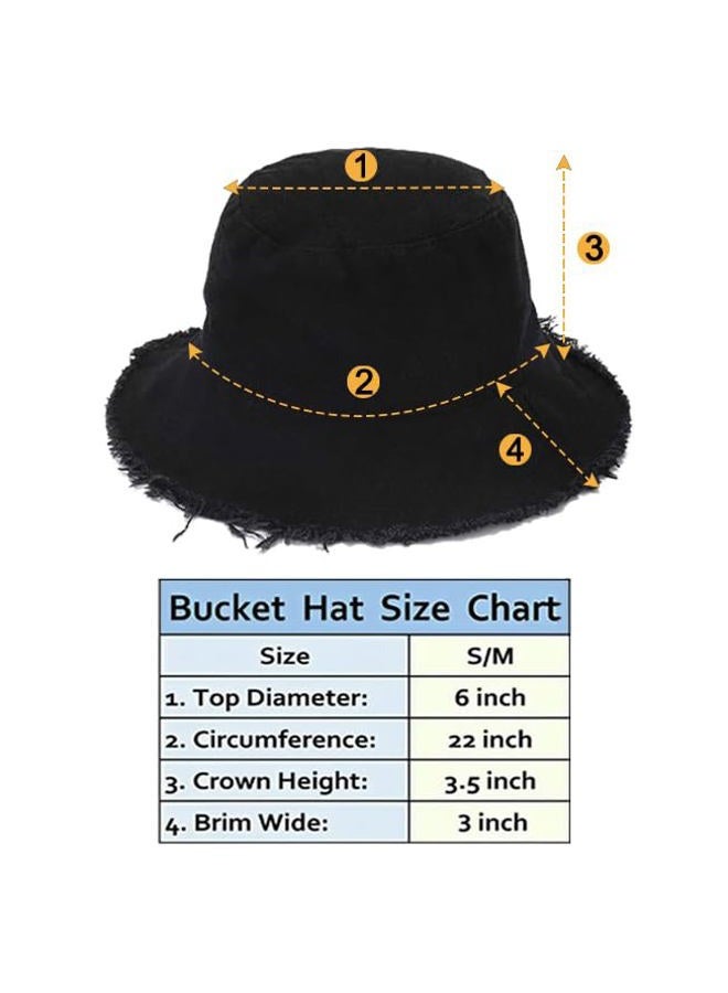 Boderier Sun Hats for Women Summer Casual Wide Brim Cotton Bucket Hat Beach Vacation Travel Accessories, Black, One size - Image 5