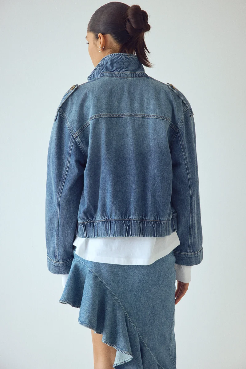H&M  Double-breasted denim jacket for Women | Best Price UAE