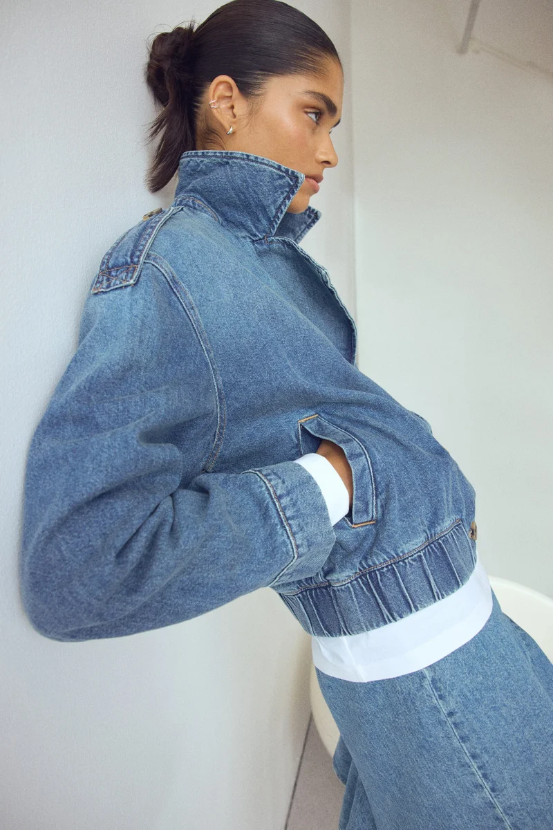Double-breasted denim jacket
