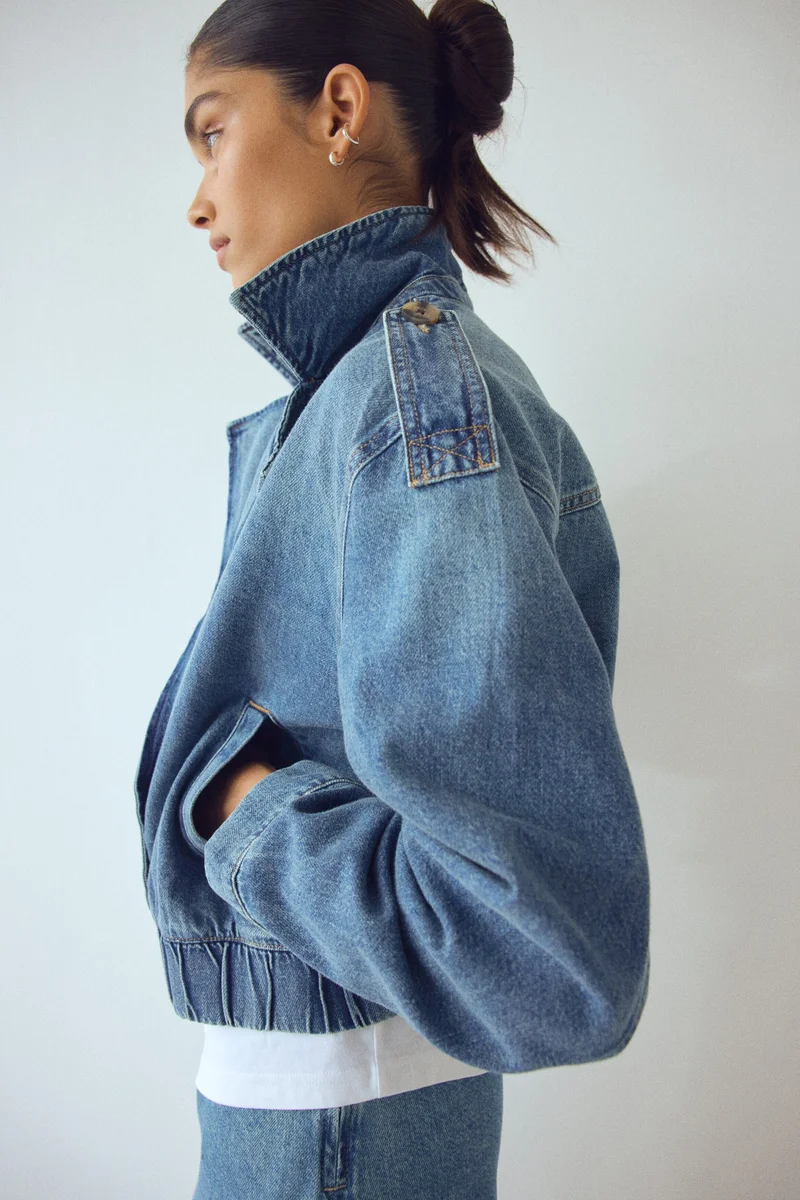H&M  Double-breasted denim jacket for Women | Best Price UAE