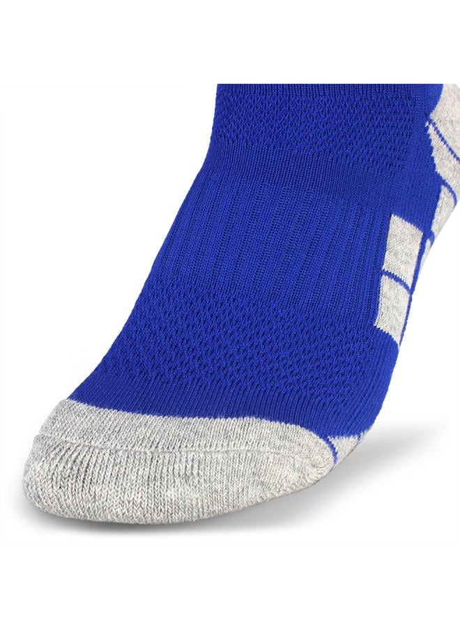 CWVLC Youth Soccer Socks 3 Pairs Girls Boys Rugby Sport Team Athletic Knee High Long Tube Cotton Compression Socks Blue Medium (5Y-7Y Youth/6-10 Women) - Image 2