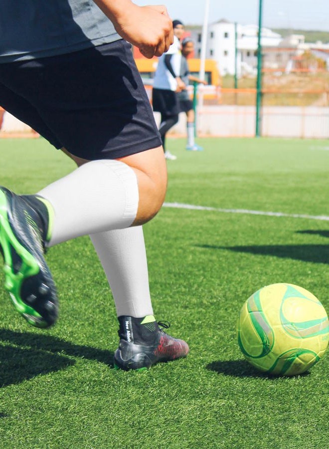 CWVLC Youth Soccer Socks 3 Pairs Girls Boys Rugby Sport Team Athletic Knee High Long Tube Cotton Compression Socks Blue Medium (5Y-7Y Youth/6-10 Women) - Image 3