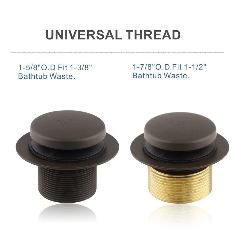 HIDROP Bronze Tub Drain Tip-Toe Tub Trim Set Conversion Kit Assembly  Hidrop Bathtub Drain Replacement Trim Kit With 2-Hole Overflow Faceplate And Universal Fine/Coarse Thread  Oil Rubbed Bronze - Image 3