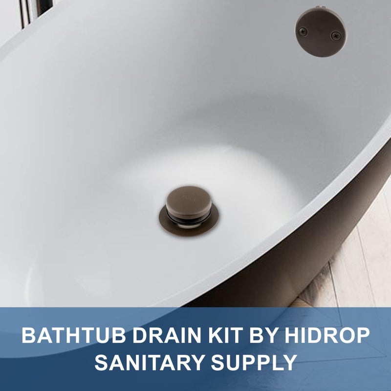 HIDROP Bronze Tub Drain Tip-Toe Tub Trim Set Conversion Kit Assembly  Hidrop Bathtub Drain Replacement Trim Kit With 2-Hole Overflow Faceplate And Universal Fine/Coarse Thread  Oil Rubbed Bronze - Image 2