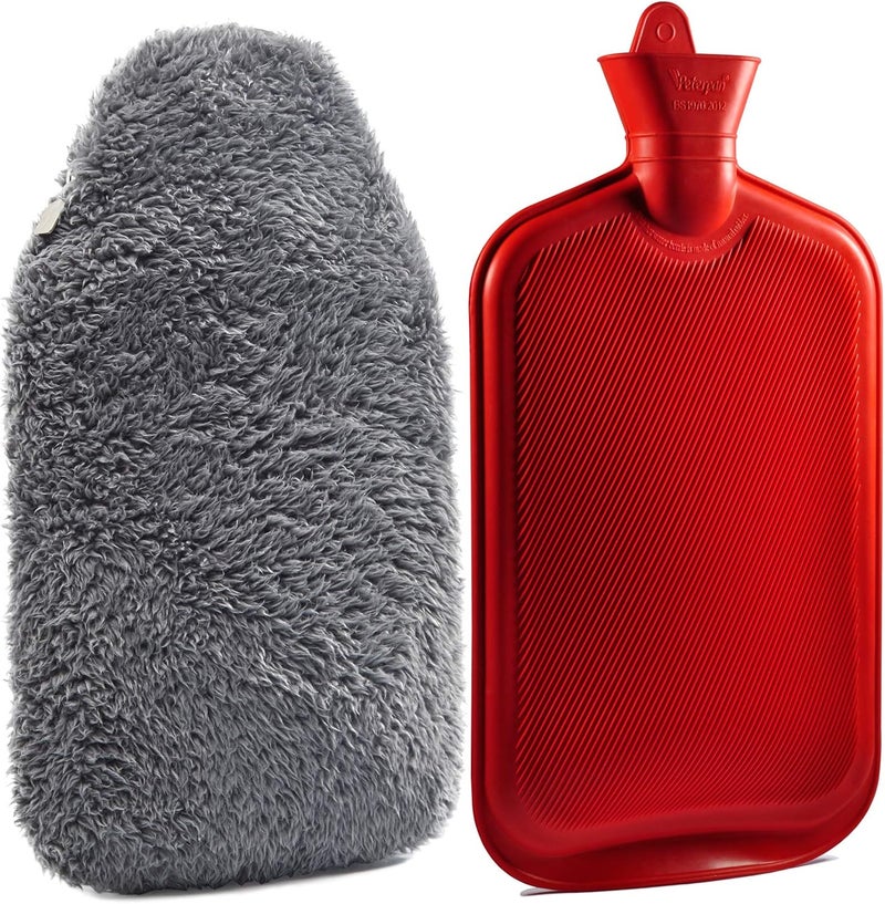 Peterpan Peterpan Teddy Charcoal Rubber Hot Water Bottle Cover, Size: XXX-Large, Hot Water Bag for Pain Relief, BPA & Phthalates Free,100 Fl Oz Capacity, Gray 