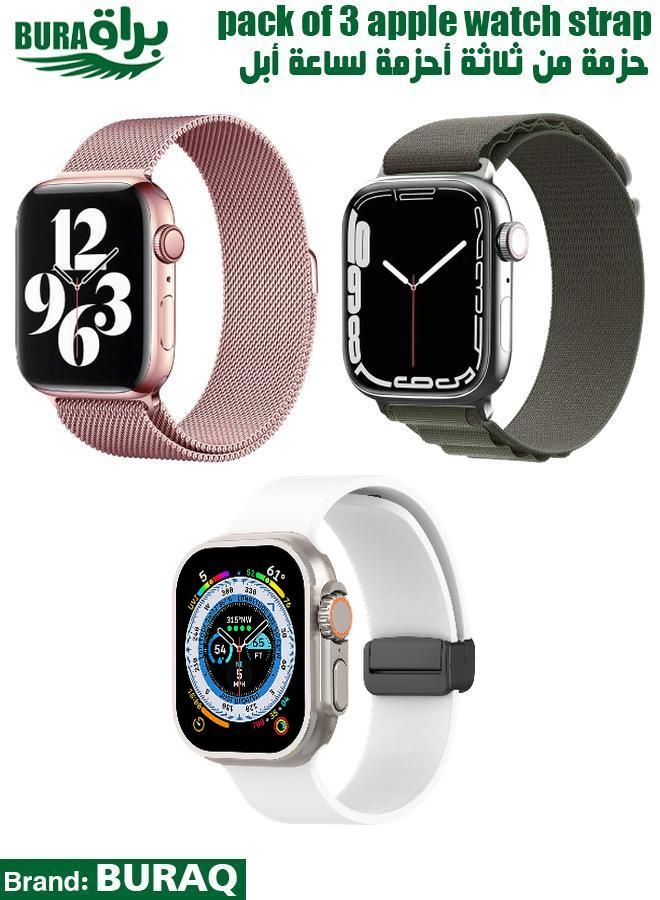 BURAQ Apple Watch Band Strap For Apple Watch Ultra 2/Ultra 49mm, Series 10 46mm, 9/8/7 45mm, SE2/SE/6/5/4 44mm, 3/2/1 42mm 