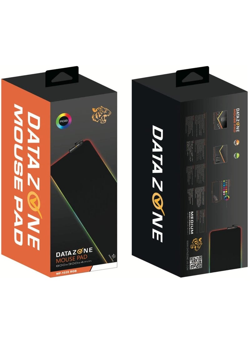 داتا زون - لوحة ماوس, ماوس باد قيمنق 30x80 باضاءة RGB،  مطاطية مضادة للانزلاق وناعمة، مناسبة لكيبورد الكمبيوتر - Image 1