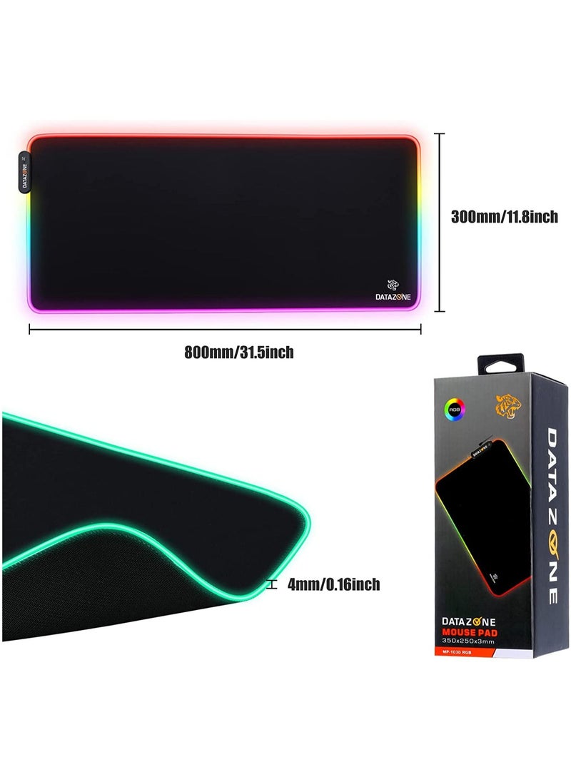 داتا زون - لوحة ماوس, ماوس باد قيمنق 30x80 باضاءة RGB،  مطاطية مضادة للانزلاق وناعمة، مناسبة لكيبورد الكمبيوتر - Image 1