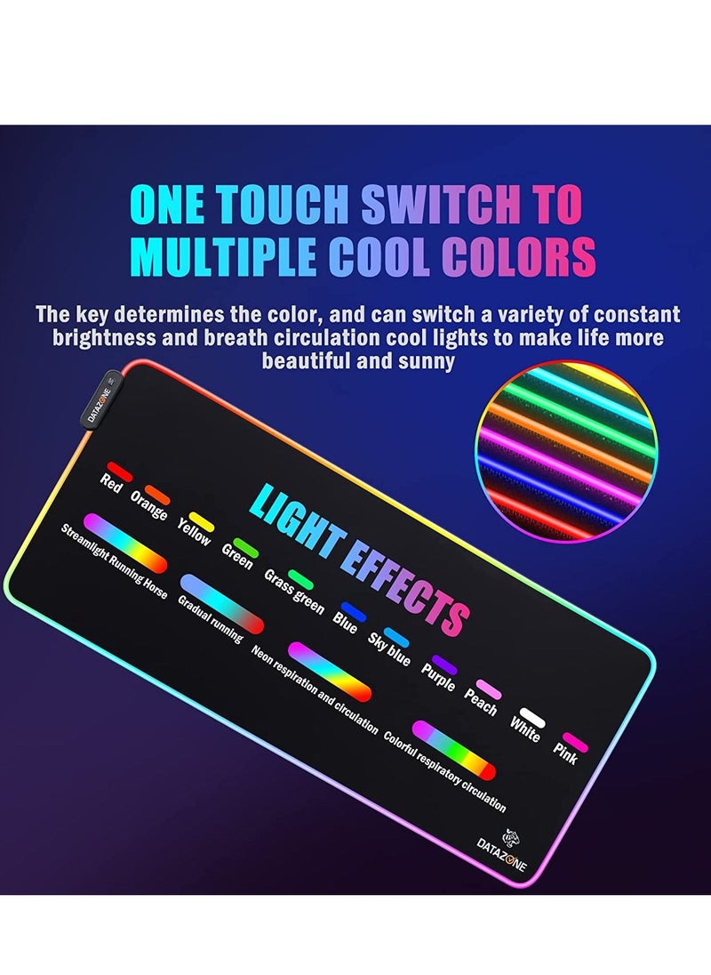 داتا زون - لوحة ماوس, ماوس باد قيمنق 30x80 باضاءة RGB،  مطاطية مضادة للانزلاق وناعمة، مناسبة لكيبورد الكمبيوتر - Image 1