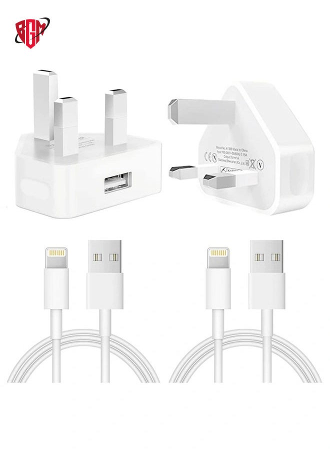 BGM - iPhone Charger Plug and Lightning CableApple MFi Certified‘2 Pack 3 pin USB Fast Wall Charging Power Adapter with 2 Pack 1M Lightning to USB Fast Charging Cord for iPhone 14/13/12/11/XS - Image 1