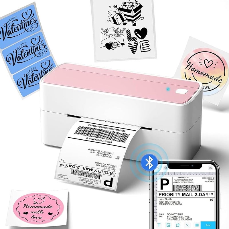 Phomemo Bluetooth Thermal Label Printer, 241BT 4X6 Wireless Shipping Label Maker for Small Business, Pink Label Printer for Shipping Packages, Compatible with smartphone, Android, Shopify, UPSP - Image 1