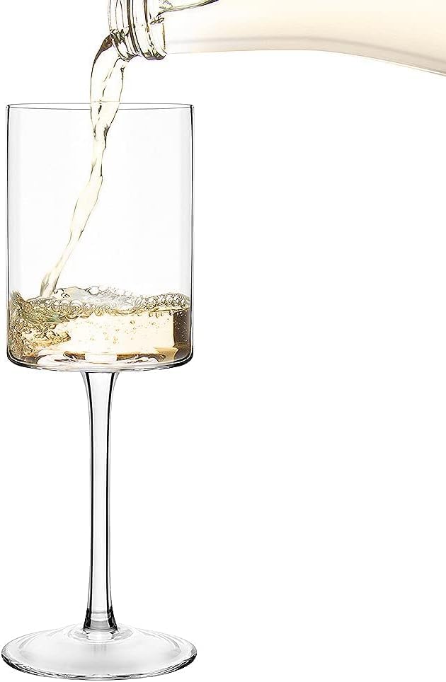 BINZO Square Wine Glasses Set of 6 Pcs 300 ml Crystal Cut Long Stem Glass for Red White Wines Modern Drinking Glasswares Elegant Gift Items Flat Bottom Durable Clear Square 300 ml 6 Pcs - Image 4