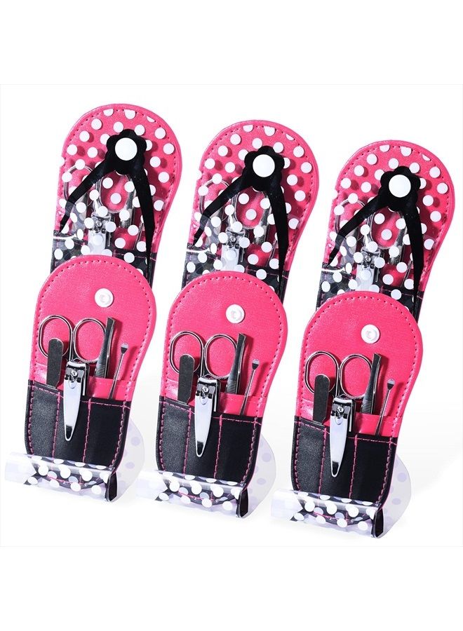 Spove Polka Dot Flip Flop Design Manicure Kit Nail Care Kit Party Favors (Set of 6 Kits) - Image 1