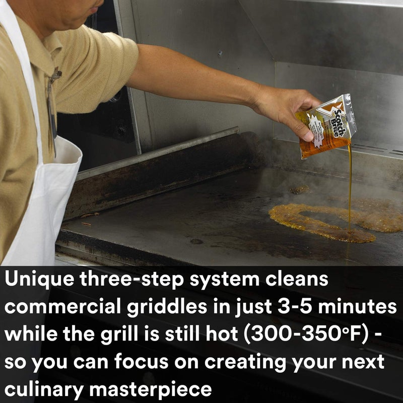 3M Scotch-Brite Griddle Cleaning, Quick Clean System, Heavy Duty, Cleans in 3-5 Minutes, For Baked On Food and Cooking Oils, Use on Hot or Cool Griddle, Orange, (1 System) - Image 3