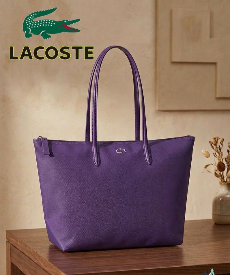 Lacoste bag Women's L12.12 Concept Fashion Versatile  Camera Bag Large Capacity Large Size  Camera Bag Zipper Handheld Shoulder Bag Tote Bag Large 35cm * 30cm * 12cm Purple Cases & Organizers - Image 1