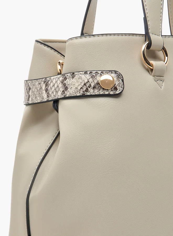 Celeste Textured Tote Bag with Zip Closure and Detachable Strap
