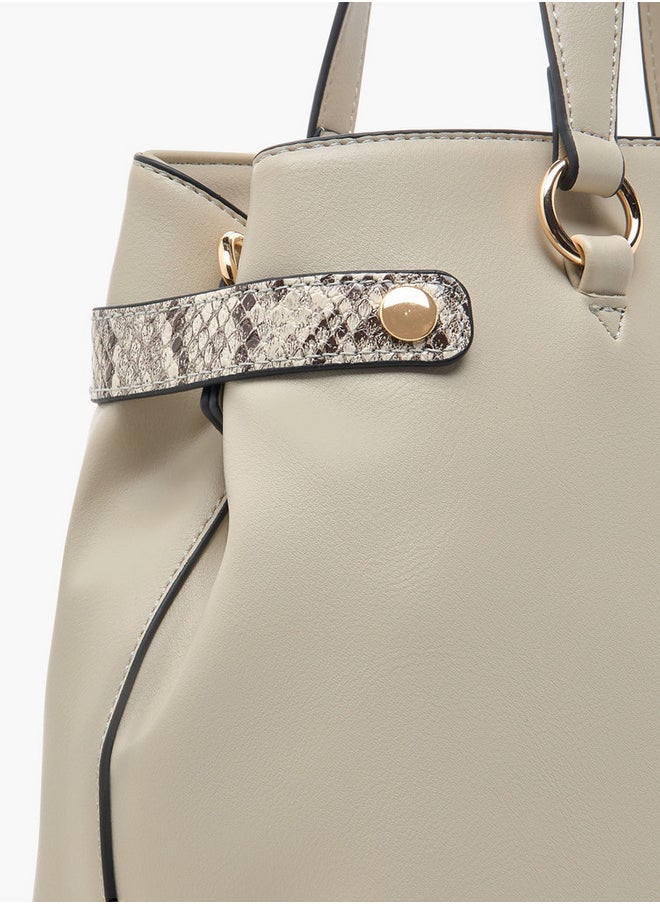 Celeste - Textured Tote Bag with Zip Closure and Detachable Strap - Image 1