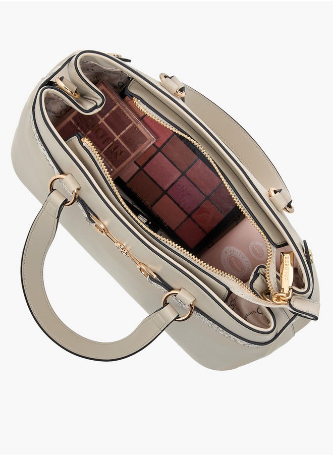 Celeste - Textured Tote Bag with Zip Closure and Detachable Strap - Image 1