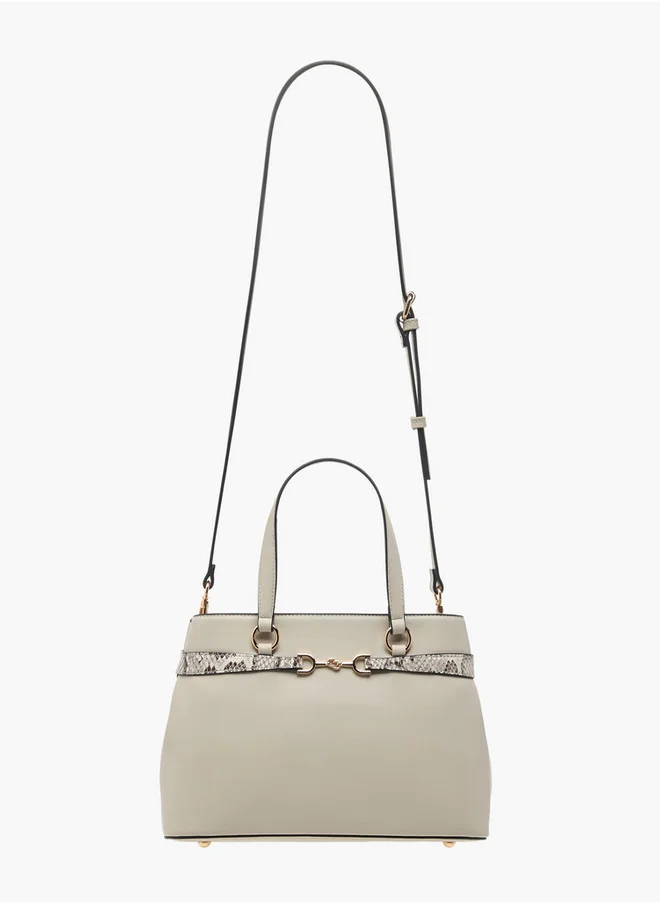 سيليست Textured Tote Bag with Zip Closure and Detachable Strap