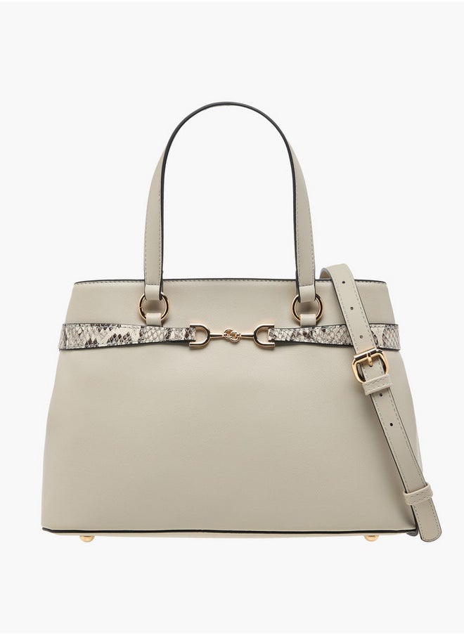 Celeste - Textured Tote Bag with Zip Closure and Detachable Strap - Image 1
