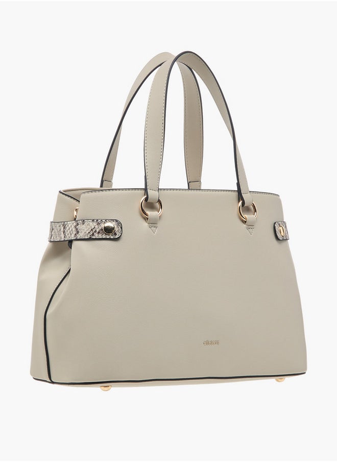 Celeste - Textured Tote Bag with Zip Closure and Detachable Strap - Image 1