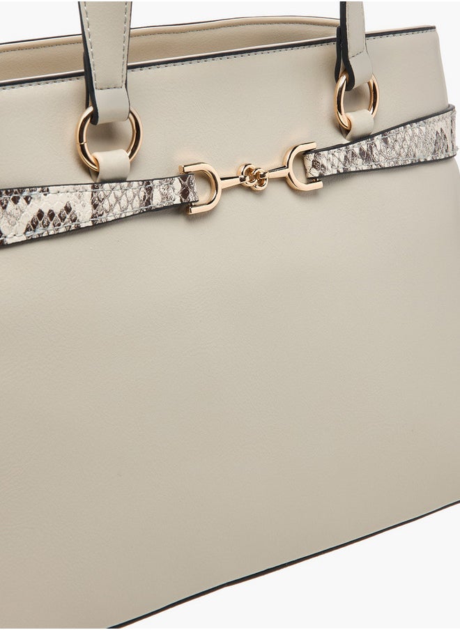 Celeste - Textured Tote Bag with Zip Closure and Detachable Strap - Image 1