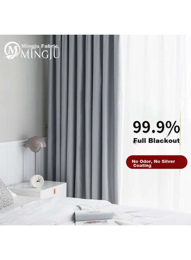 Mingju Fabric Curtains, Blackout Curtains, Ready-made Curtains, Sunshade Curtains, Polyester Taffeta Light Gray Hook-style 2.0*2.7 Single Panel - Image 1