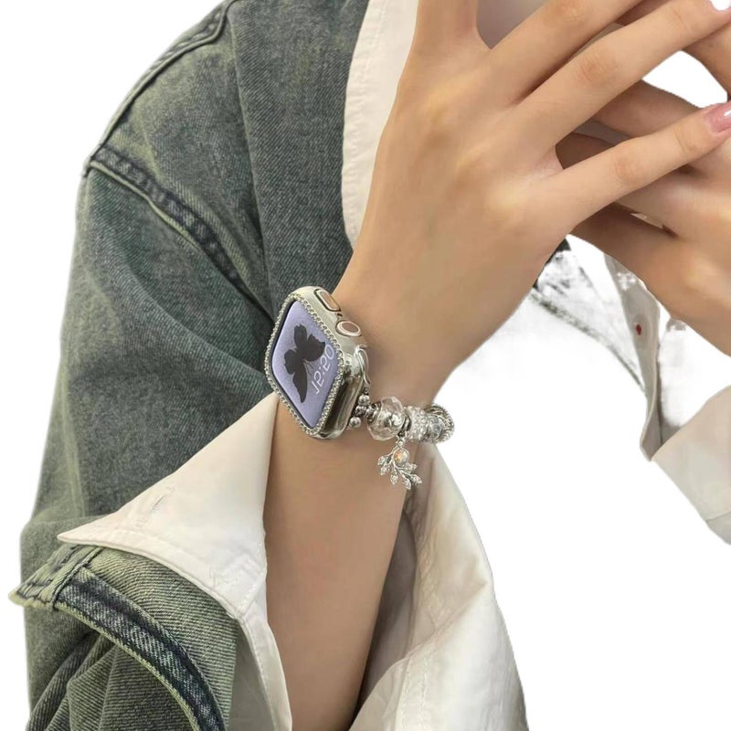 Black Stainless Steel Link Smartwatch Band Compatible with Apple Watch with Adjustable Fit Replacement Strap and Dressy Metal Bracelet Style - AuraLuxe - Image 4
