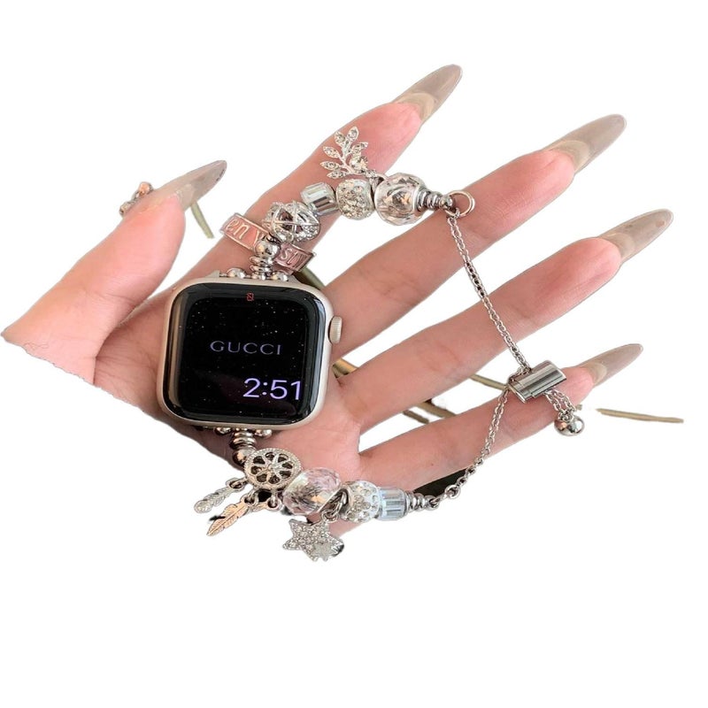 Black Stainless Steel Link Smartwatch Band Compatible with Apple Watch with Adjustable Fit Replacement Strap and Dressy Metal Bracelet Style - AuraLuxe - Image 1