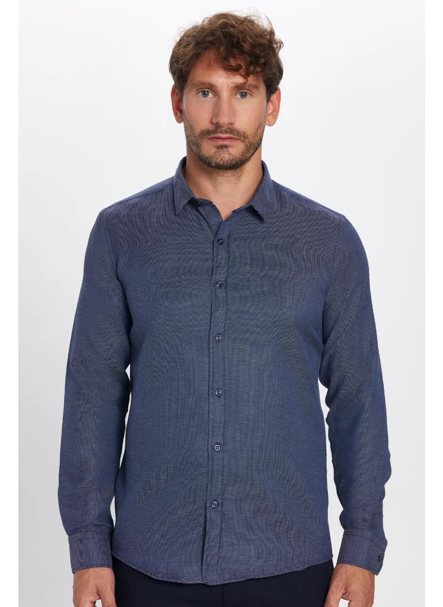 تودورس Slim Fit Blue Men's Shirt