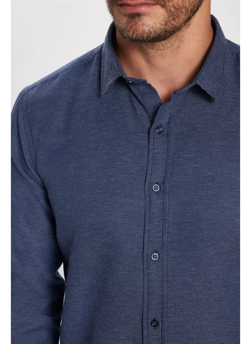 تودورس Slim Fit Blue Men's Shirt