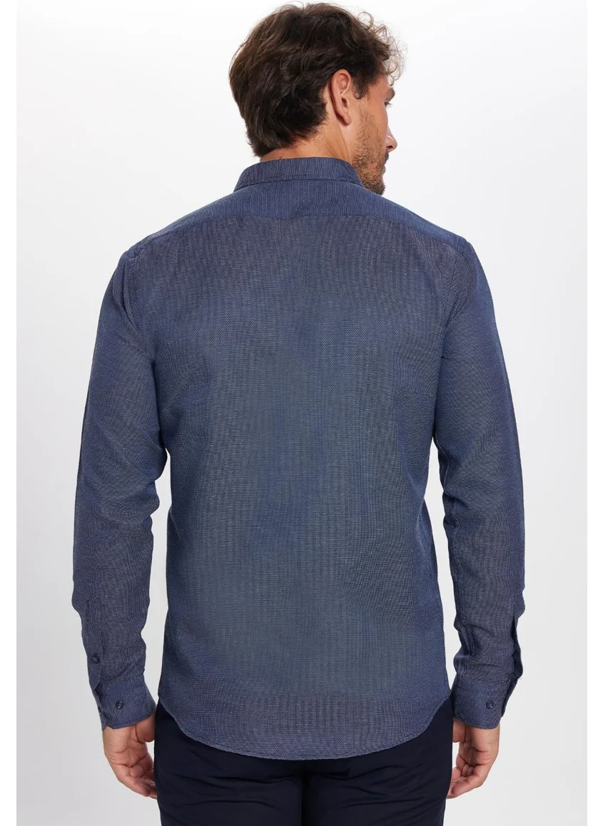 تودورس Slim Fit Blue Men's Shirt