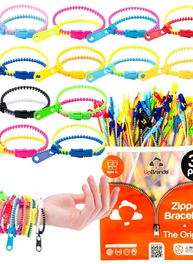 UpBrands Quiet Fidget Toys Party Favors for Kids, Friendship Zipper Bracelet 7 1/2” Sensory Bulk Set, Kit for Valentines, Birthday Goodie Bags, Easter Egg & Pinata Fillers, Student Incentive (36 Pack) - Image 1