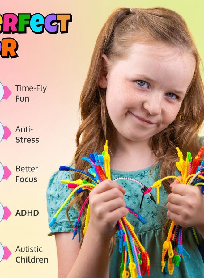 UpBrands Quiet Fidget Toys Party Favors for Kids, Friendship Zipper Bracelet 7 1/2” Sensory Bulk Set, Kit for Valentines, Birthday Goodie Bags, Easter Egg & Pinata Fillers, Student Incentive (36 Pack) - Image 2