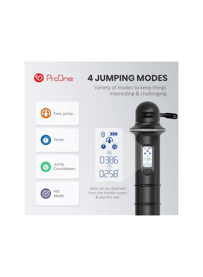 ProOne Pgh600 Smart Skipping Rope With Counter, Adjustable Wireless Skipping Rope, App Analysis Data, Fitness Skipping Rope Men Women Kids, Crossfit Training Equipment - Image 5