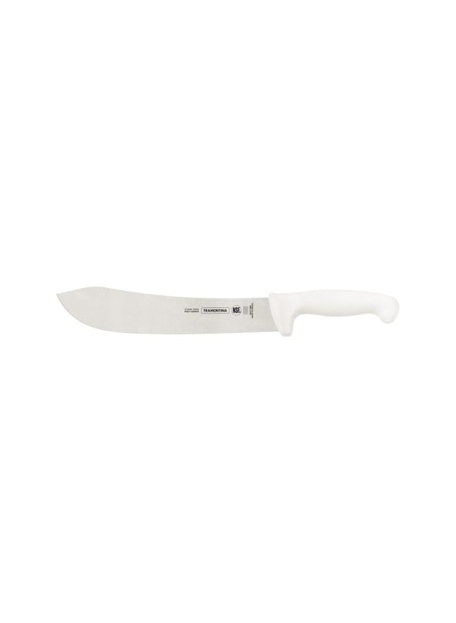 TRAMONTINA Professional Curved Meat Knife – 10-Inch Stainless Steel Blade – White Handle – Ideal for Butchers & Chefs - Image 1