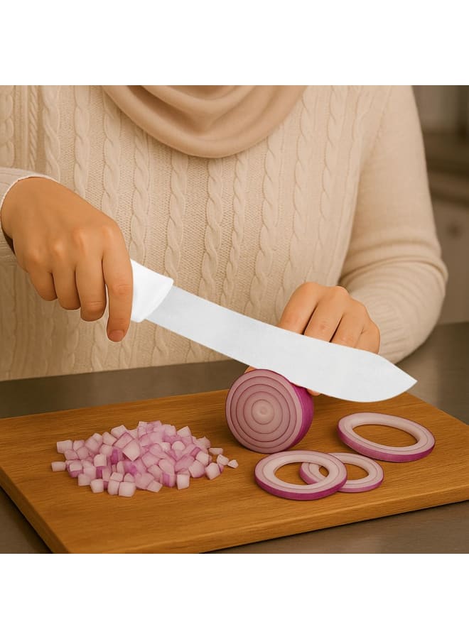 TRAMONTINA Professional Curved Meat Knife – 10-Inch Stainless Steel Blade – White Handle – Ideal for Butchers & Chefs - Image 3