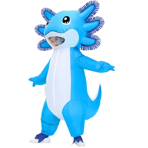 Stegosaurus Inflatable Axolotl Costume for Kids Halloween Kid Blow Up Costume Deluxe Blue Costumes for Girls Boys Cosplay Party - Image 1