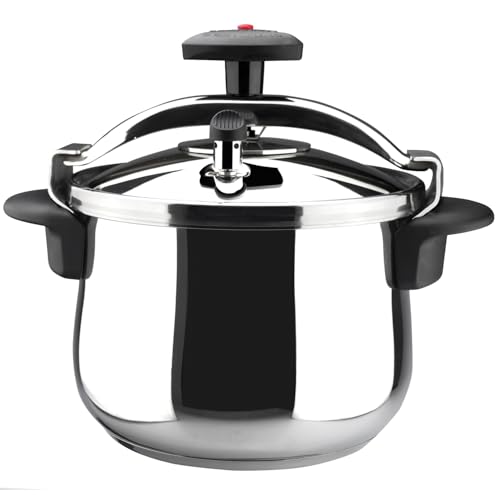 MAGEFESA Star Belly Pressure Cooker 6.3 Qt – 18/10 Stainless Steel, Rounded Bottom, 3 Safety Systems, Works on All Stovetops Including Induction, 8 PSI - Image 1