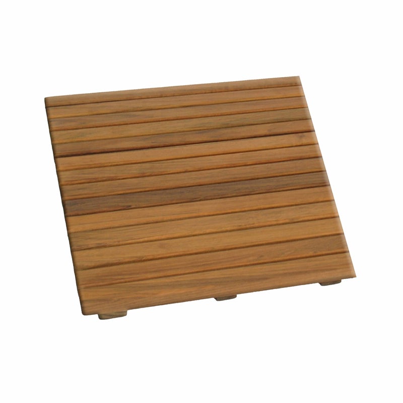SeaTeak SeaTeak Square Wooden Teak Shower Mat  Waterproof Mat  Indoor Bath Mat  Outdoor Shower Platform  20 L x 20 W x 175 H 