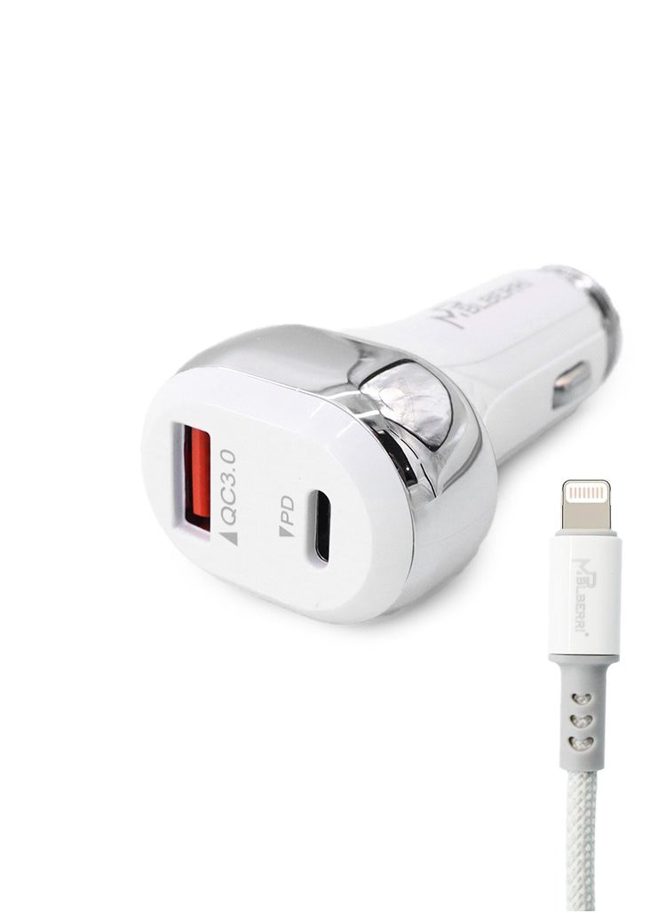 mpBLBERRI 30 Watt PD Car Charger With Lightning Cable  - Image 1