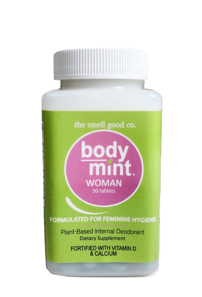 Body Mint Woman Chlorophyll Deodorizing Supplement for Full Body Feminine Hygiene Freshness AluminumFree PlantBased Internal Deodorant AllDay Protection Odor Control 50 tabs