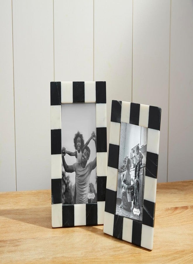 Mud Pie 4X6 Checkered Marble Frame; 8" X 6 1/4" - Image 2
